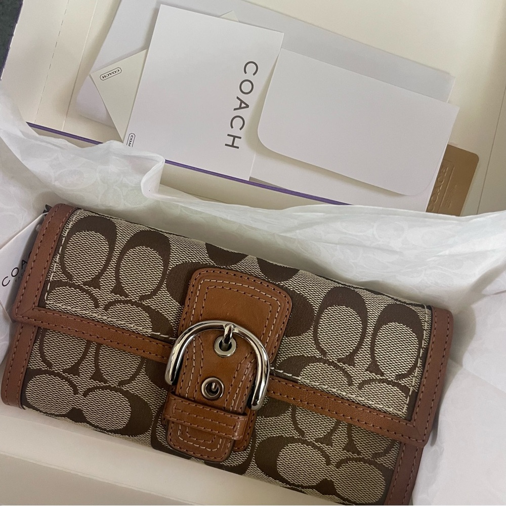 COACH Signature Brown Canvas Wallet
